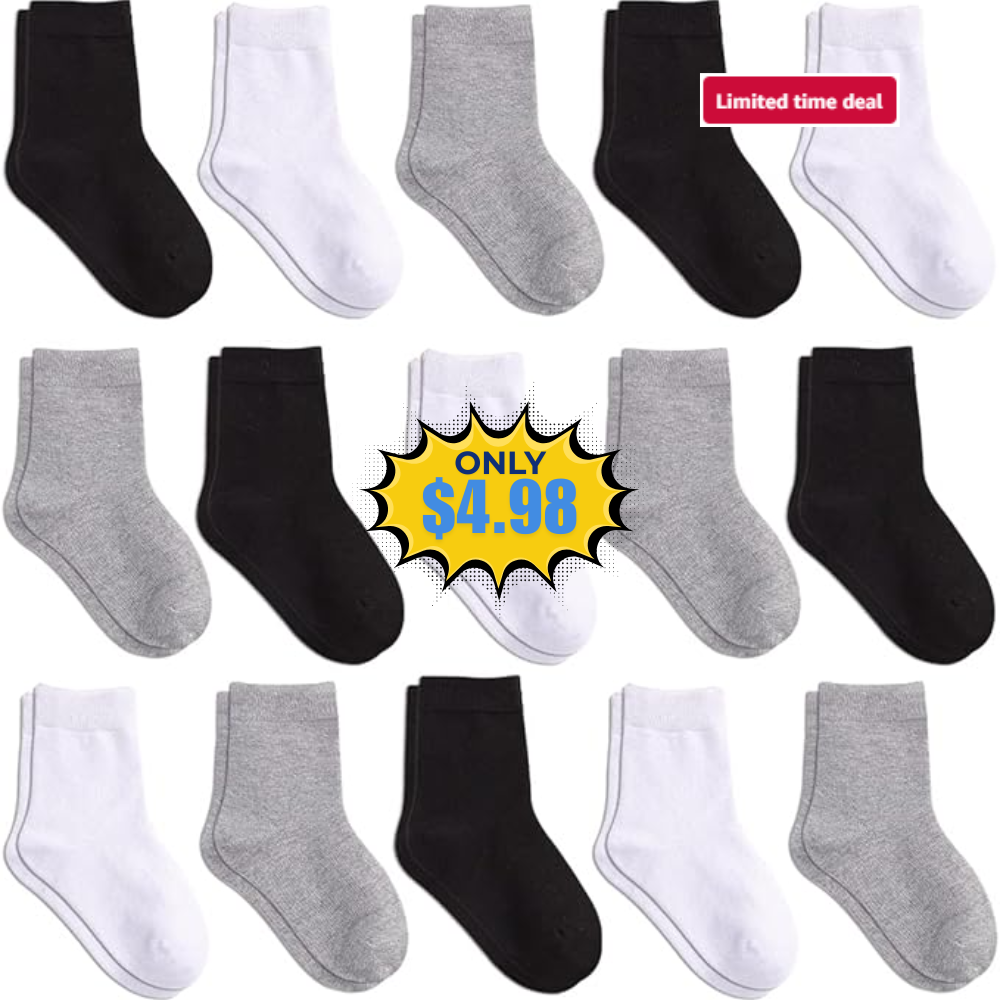 15 Pack Kids Crew Athletic Socks Deal: Save 50% at Amazon