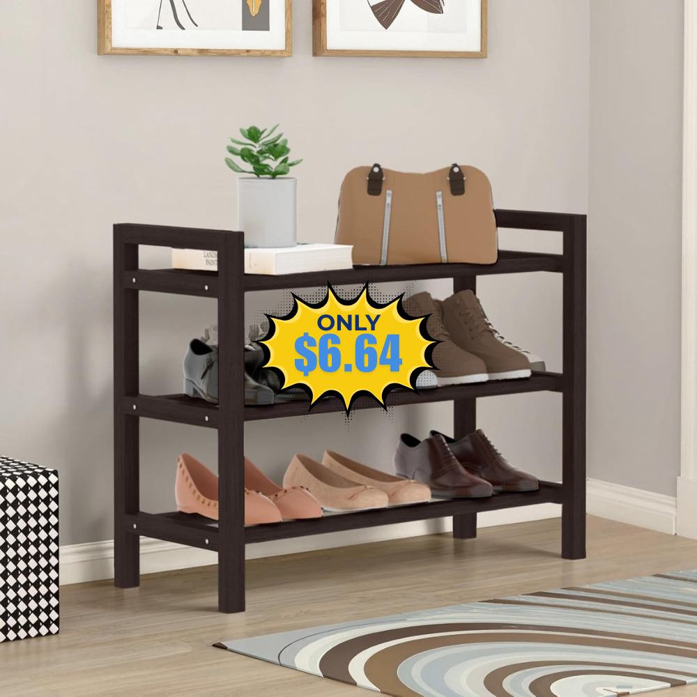 Haddockway Bamboo Shoe Rack 3-Tier Deal: Save 30% at Amazon