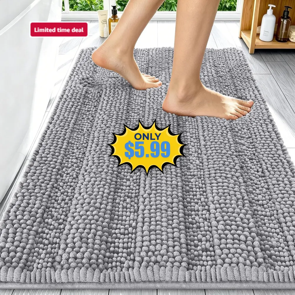 Smiry Thick Chenille Bathroom Rugs 30×20 Deal: Save 41% at Amazon