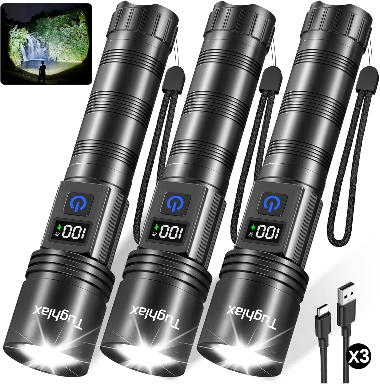 3-Pk Tughlax 5-Mode Rechargeable Flashlights Only $29.99 at Amazon