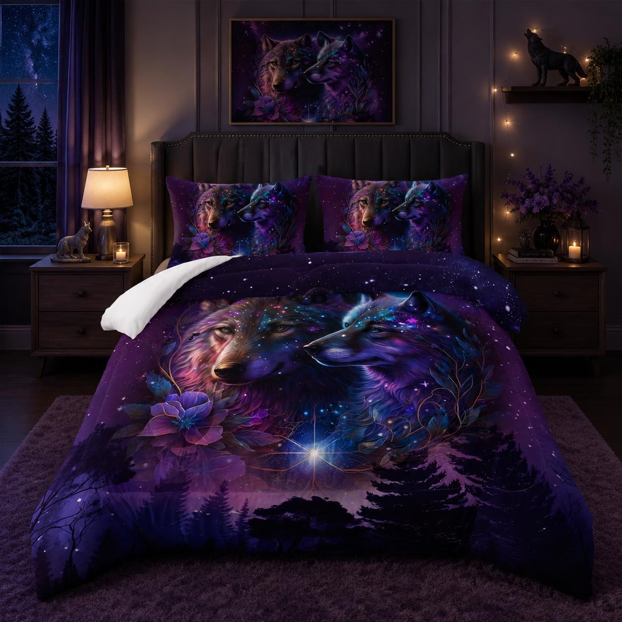 Wolf Bedding King Size Comforter Set Deal at Amazon
