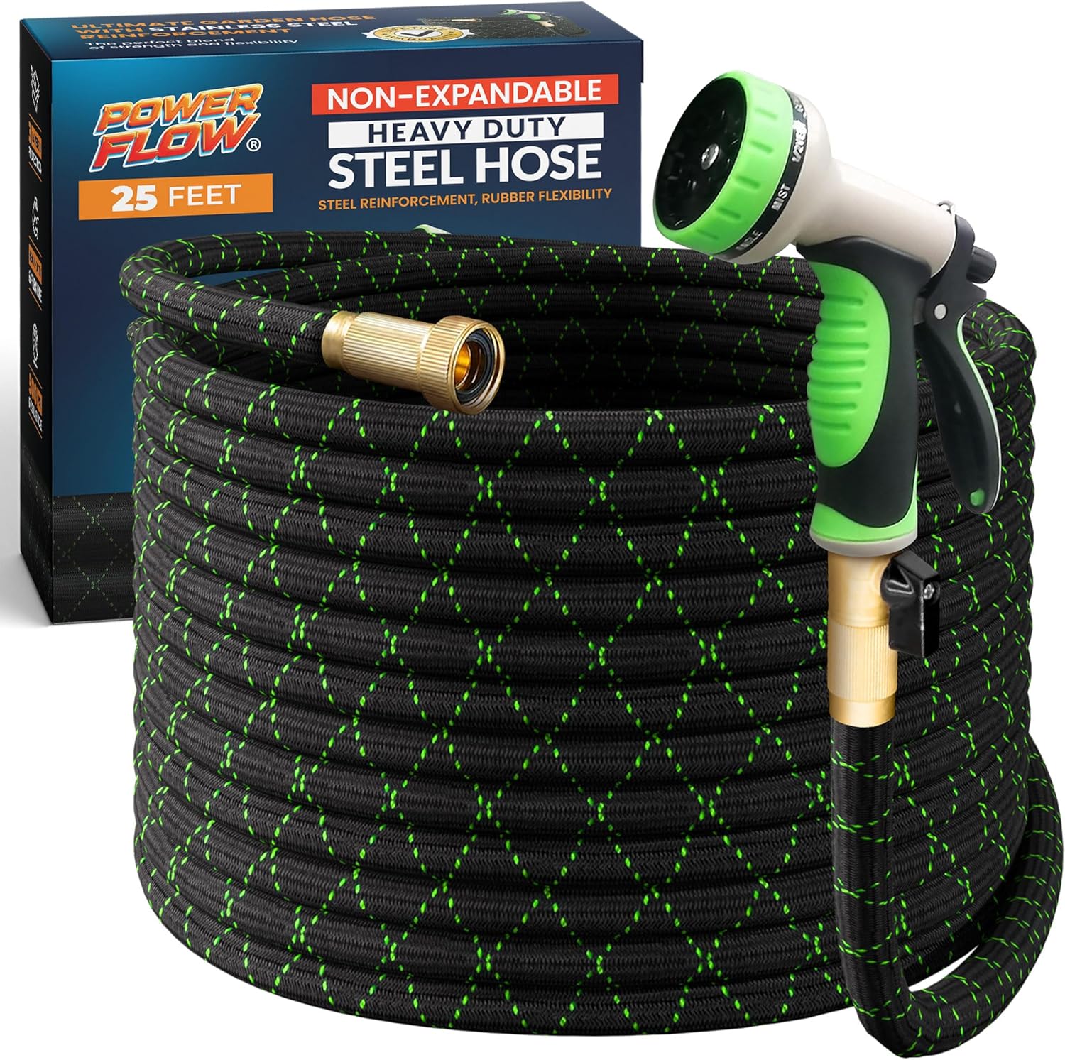 PowerFlow Garden Hose, NON-EXPANDABLE 25 Feet Premium Qualit deal at Amazon