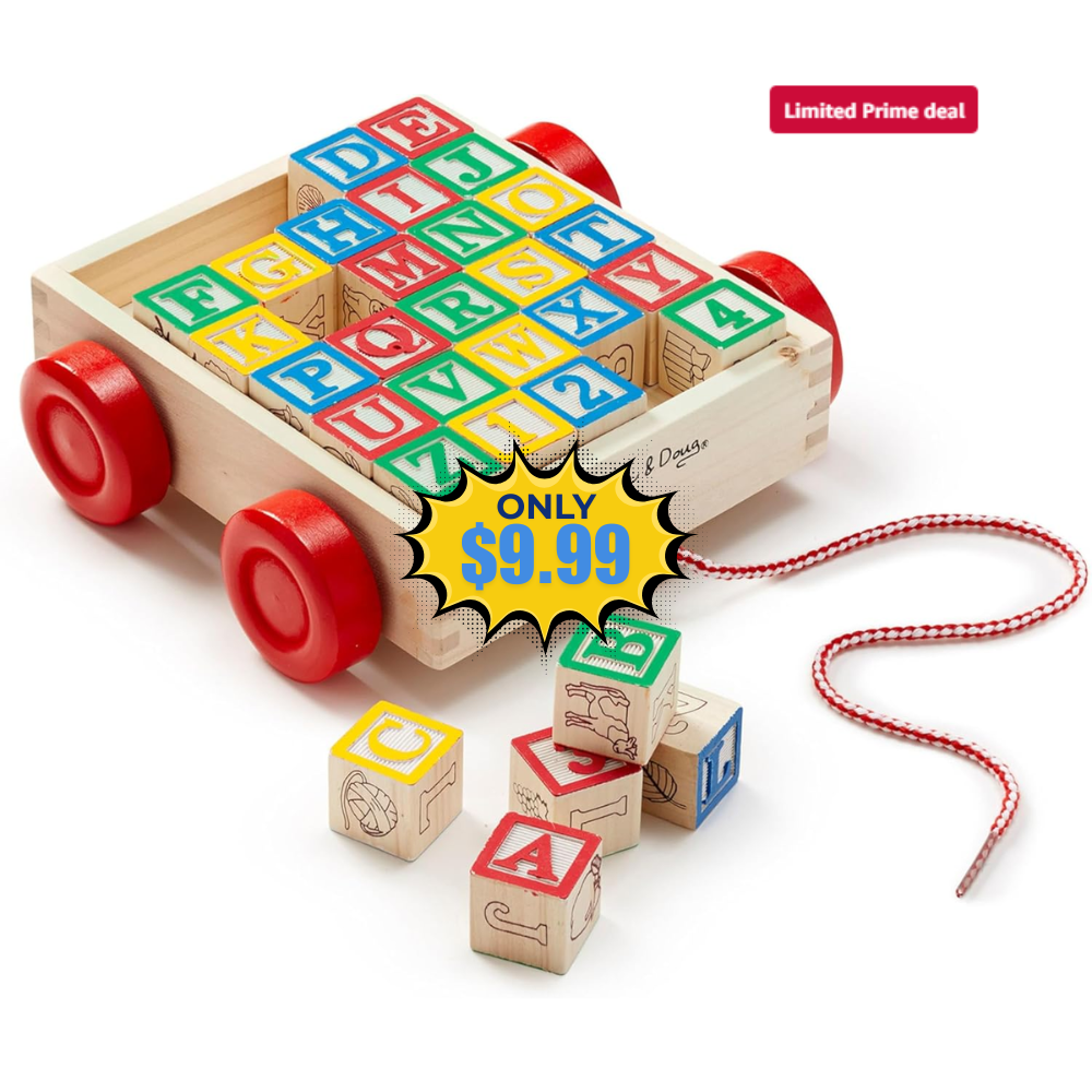 Melissa & Doug Classic ABC Wooden Block Cart Deal: Save 52% at Amazon