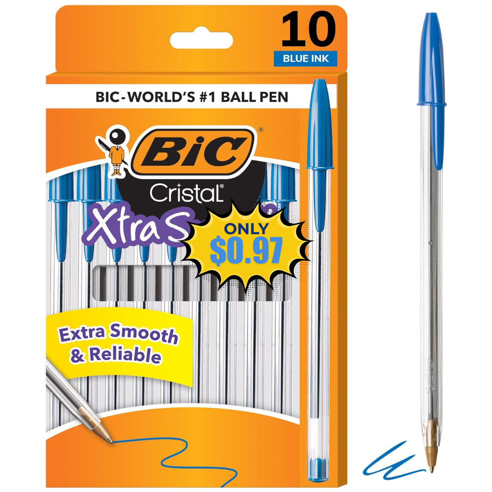 BIC Cristal Xtra Smooth Ballpoint Pen Sale: Save 68% at Amazon
