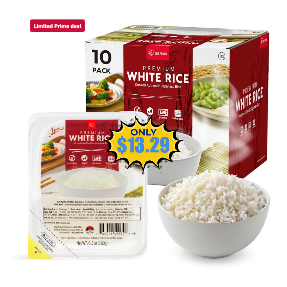 IRIS Instant White Rice (10 Pack) Deal: Save 30% on Amazon