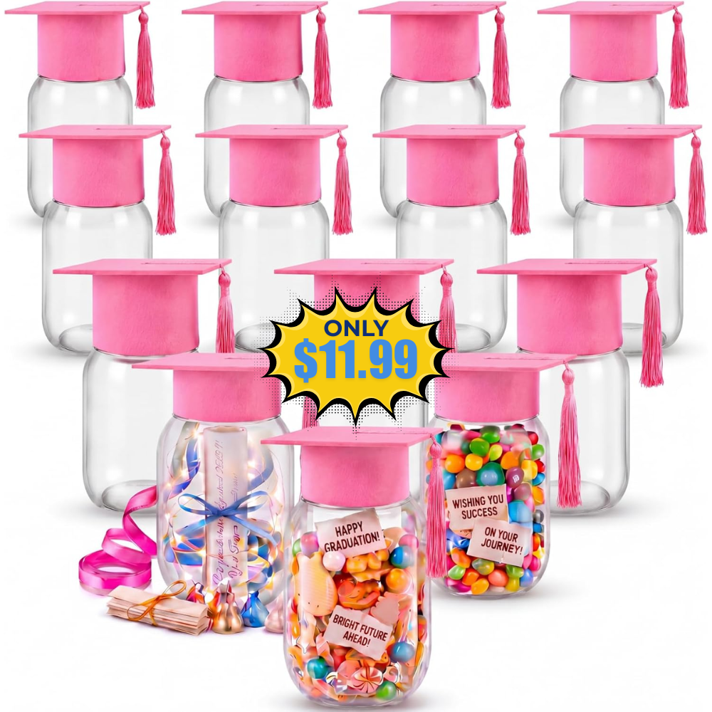 16 Sets Pink Graduation Cap Candy Jar Deal: Save 61% at Amazon