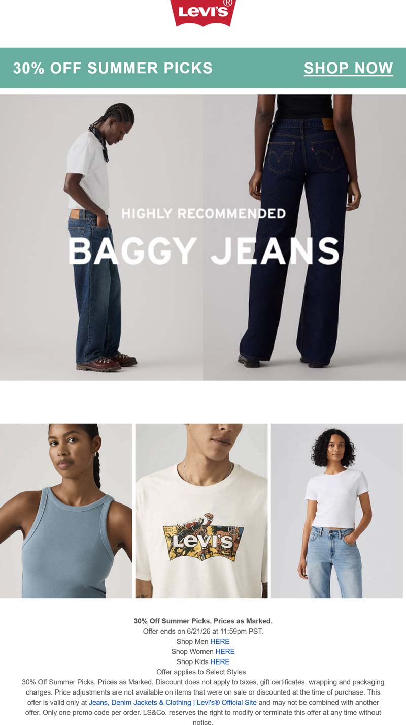 30% off deal at Levi