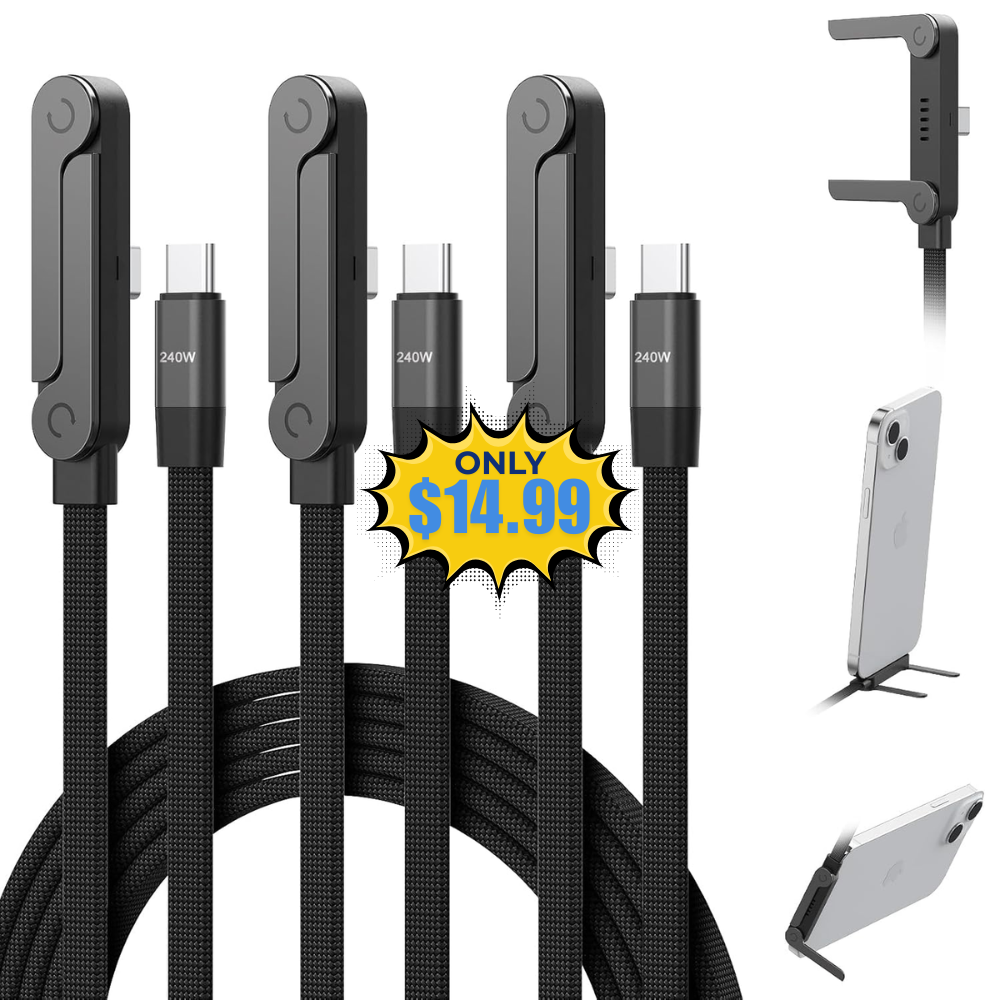 Charger Cable with Built-in Phone Stand 3Pack Deal: Save 40% at Amazon