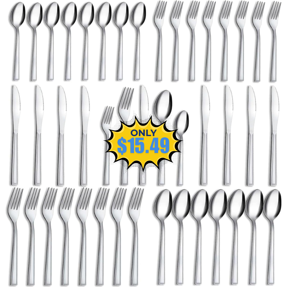 Hunnycook 40-Piece Silverware Set Deal at Amazon