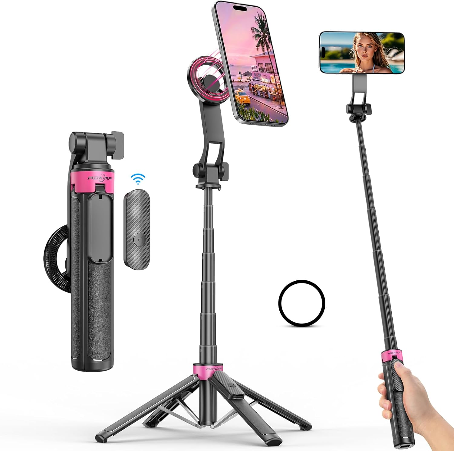 37" Ackima Magnetic Selfie Stick Tripod for iPhone w/ Wirele deal at Amazon