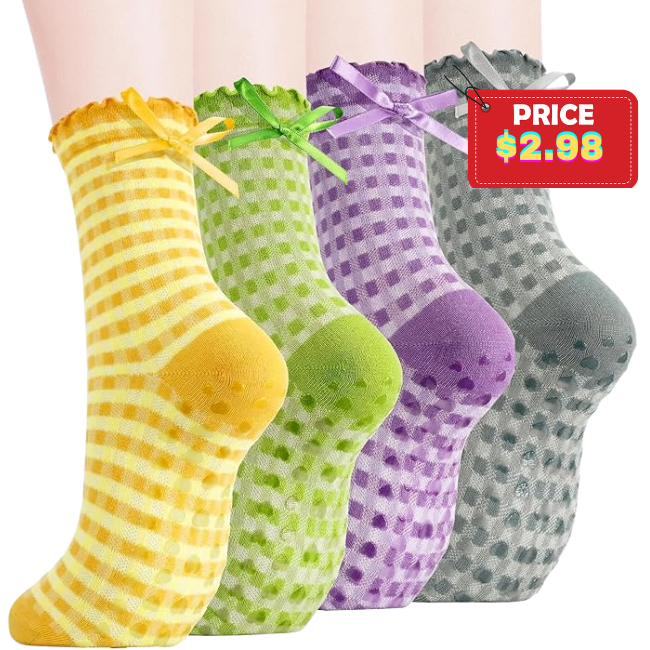 4 Pairs Women Cute Pilates Socks Deal: Save 25% at Amazon