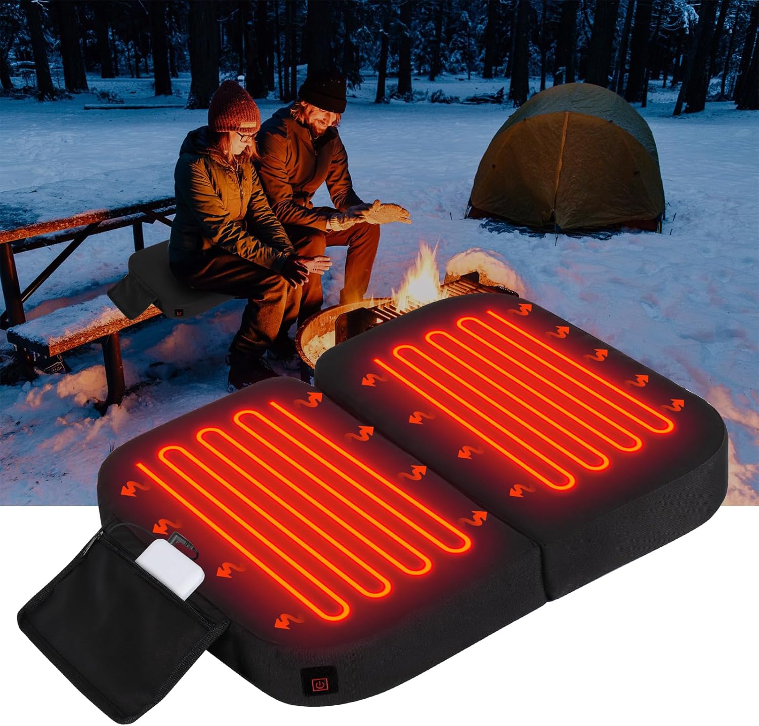 Ksheat Extra Wide Heated Seat Cushion with 10000 mAh Mobile deal at Amazon