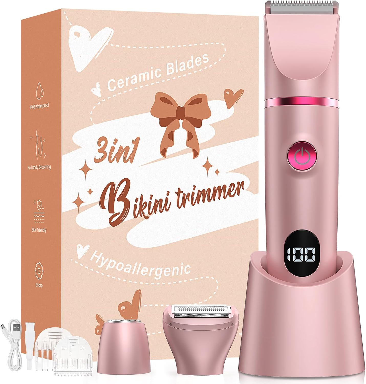 Crolanli Bikini Trimmer for Women, 3-in-1 Electric Razor, IP deal at Amazon