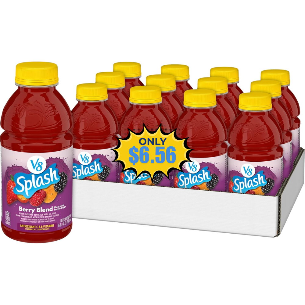 V8 Splash Berry Blend Flavored Juice 12 Pack Deal: Save 60% at Amazon