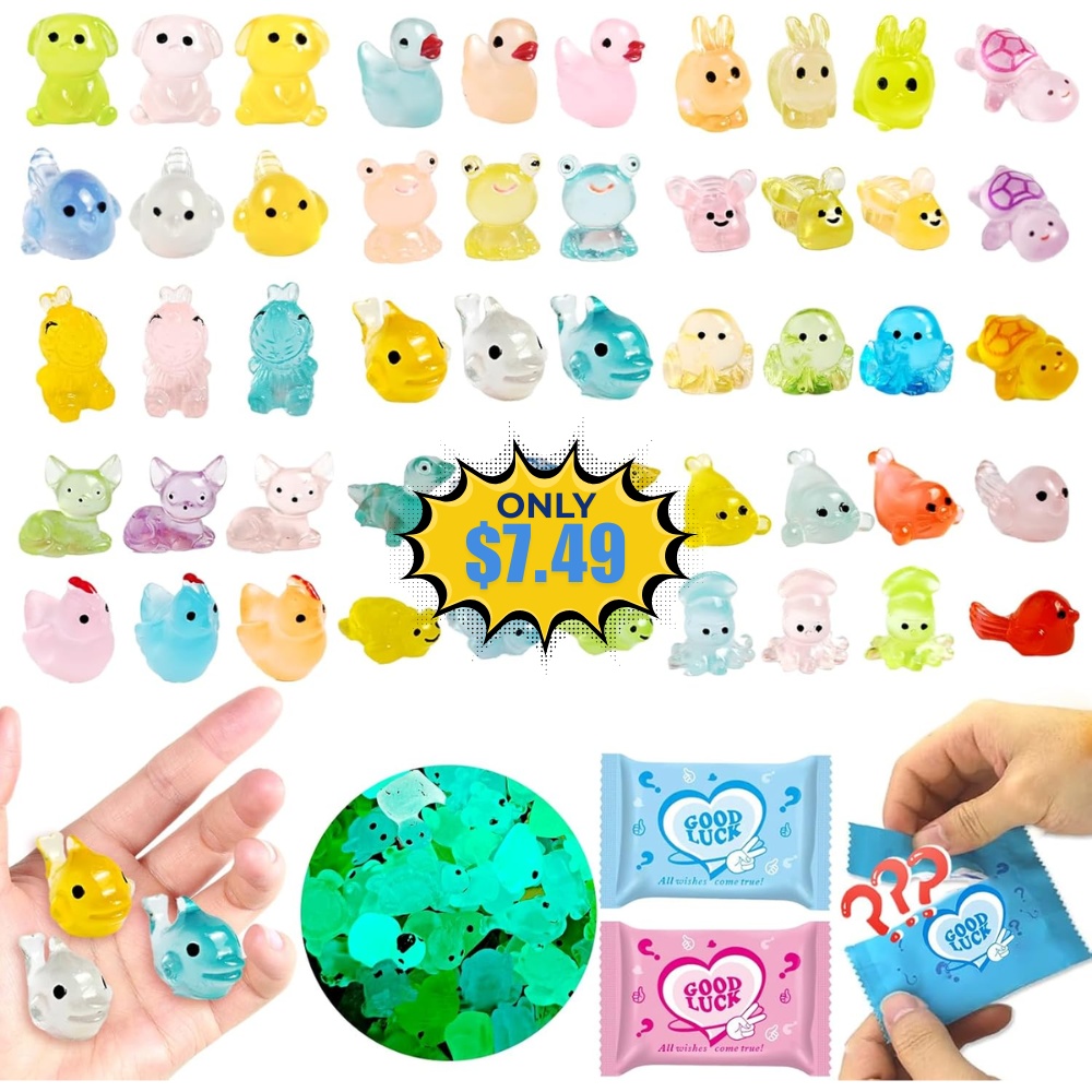50PCS Glow in The Dark Resin Animals Deal at Amazon