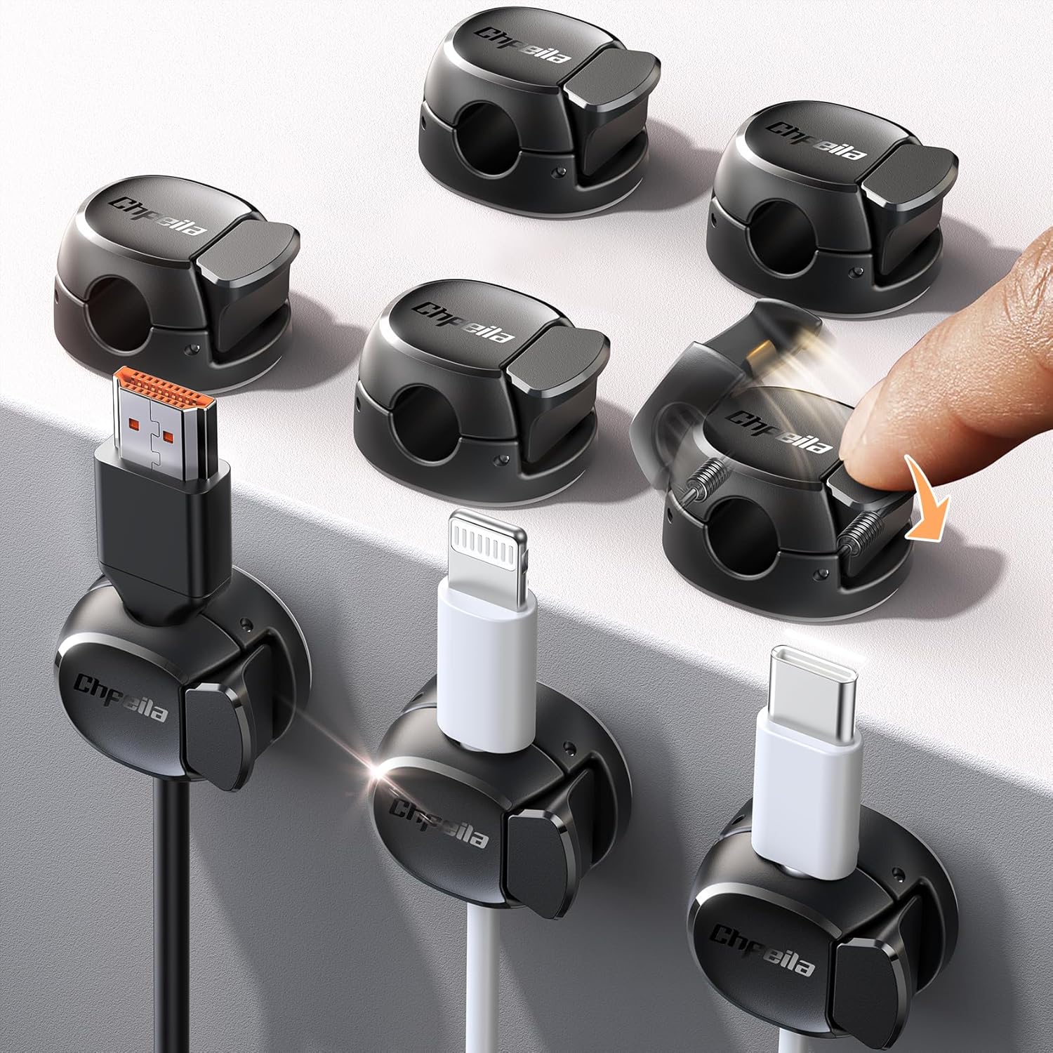 8-Pk Chfeila Dual Spring/Clasp Cable Cord Adhesive Organizer deal at Amazon