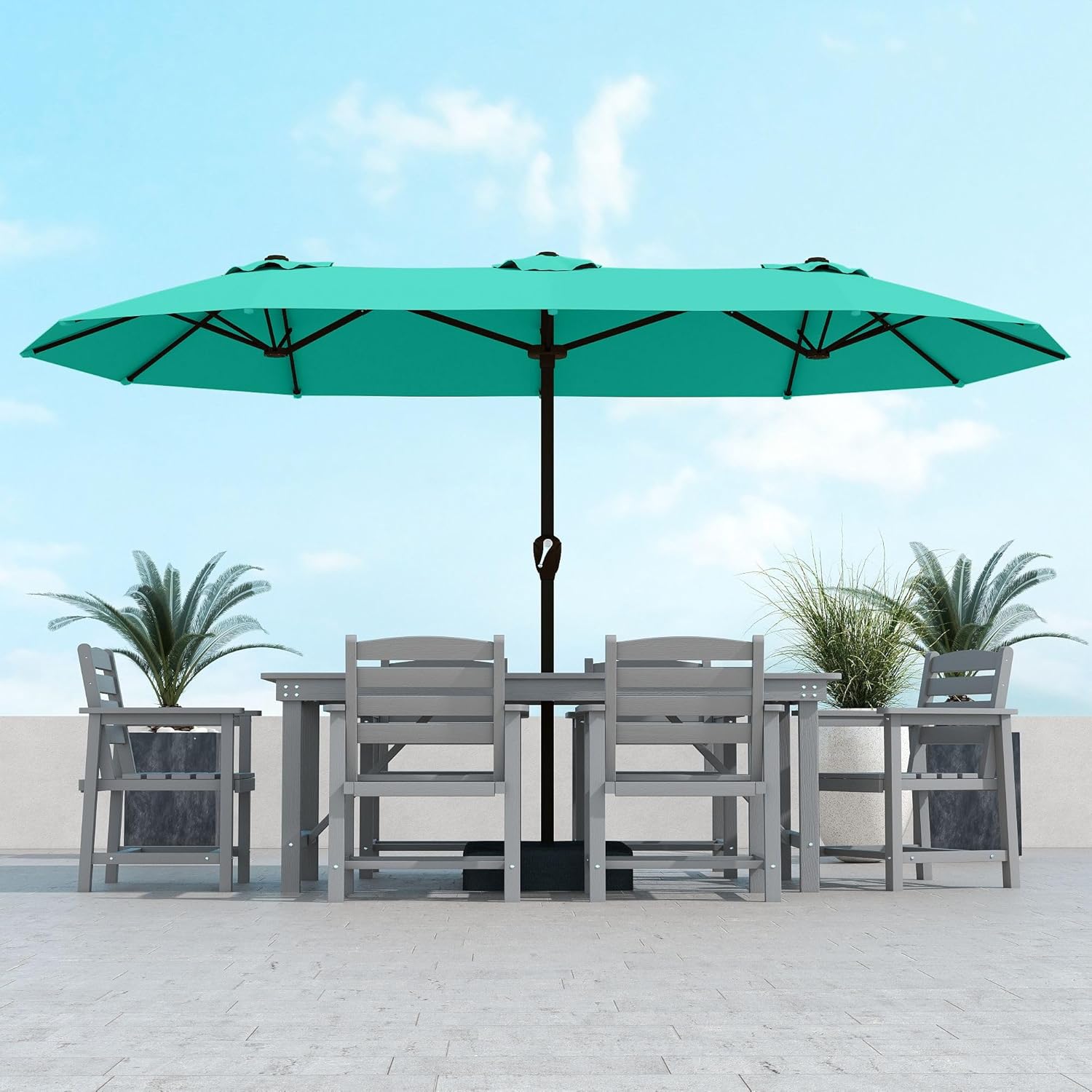 Kingdura 15ft Large Patio Umbrella with Base Included, Doubl deal at Amazon