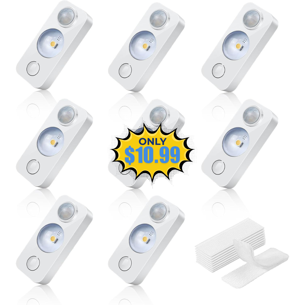 8 Pack LED Motion Sensor Puck Lights Deal: Save 37% on Amazon