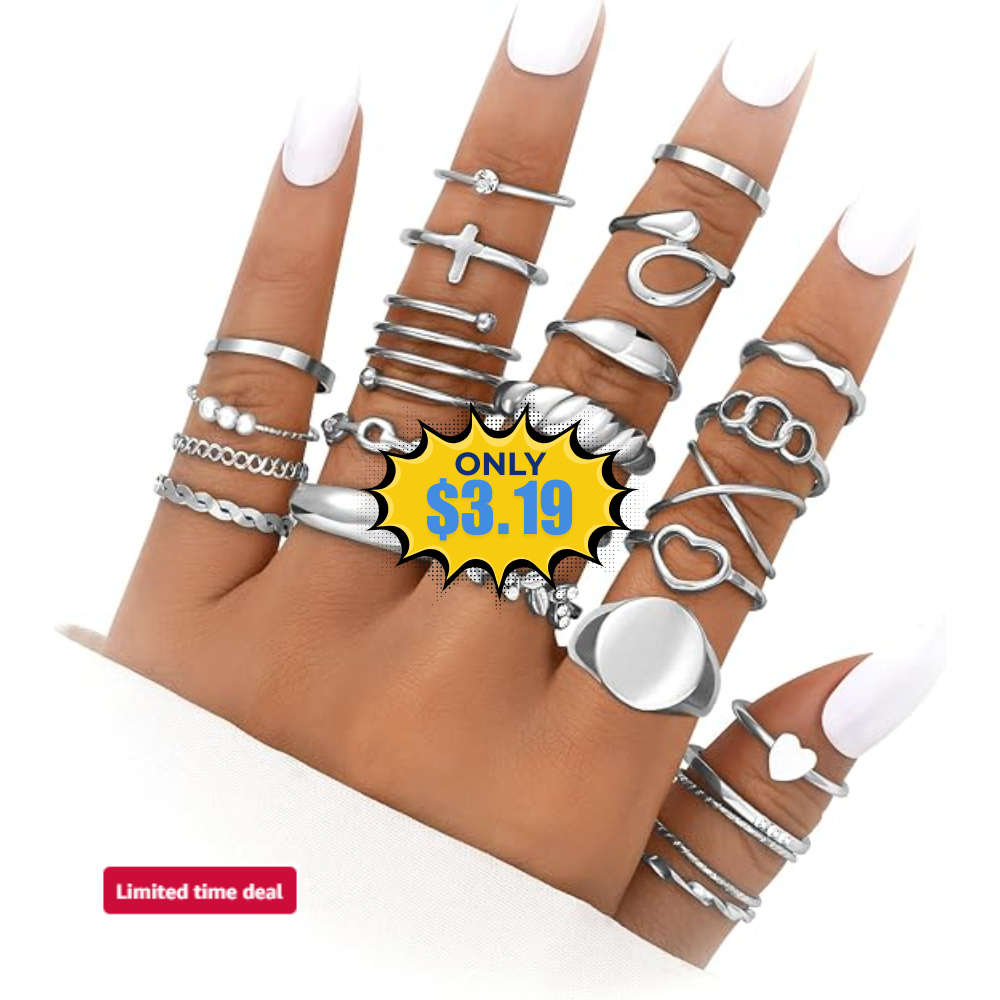 FAXHION 24-60 Pcs Stackable Rings Deal: Save 20% at Amazon