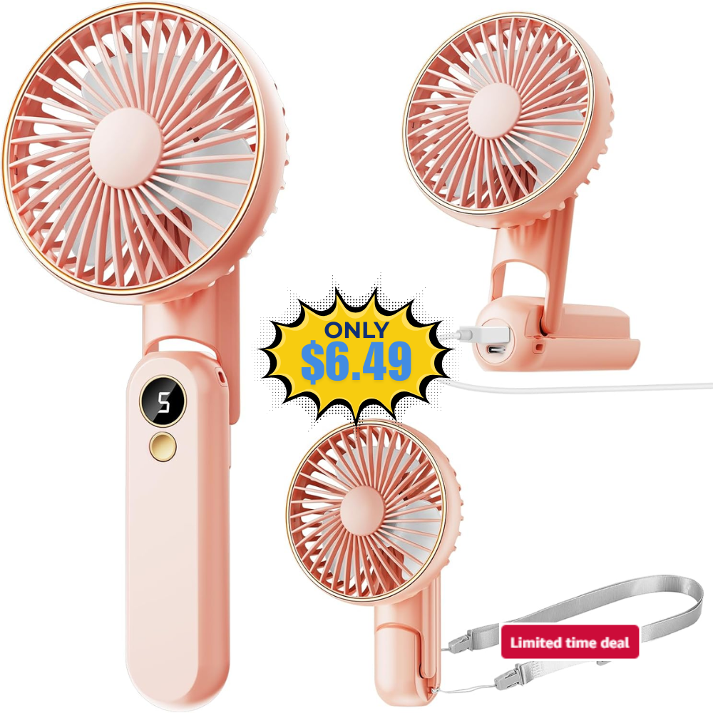 Portable Handheld Fan Pink Deal: Save 50% at Amazon