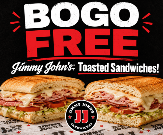BOGO Free Jimmy John’s Toasted Sandwiches