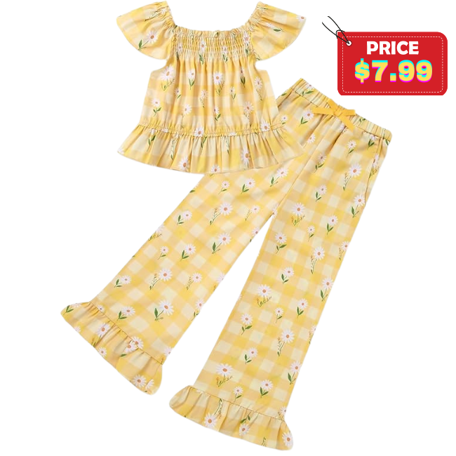 Flying Sleeve Top & Ruffle Pants Set: Save 50% at Amazon