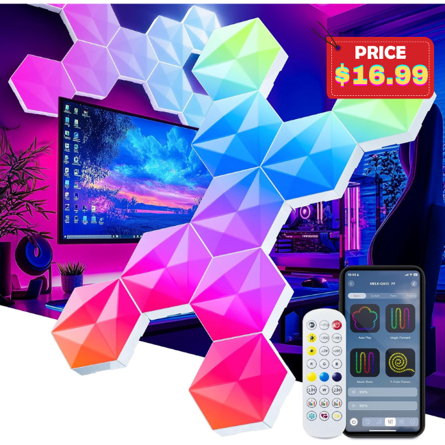 10 Pack Hexagon Led Lights Deal: Save 60% on Amazon