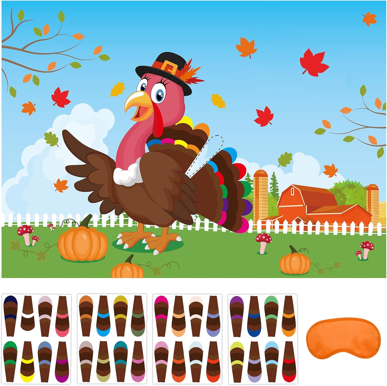 Thanksgiving Games for Kids Pin the Tail on the Turkey Game deal at Amazon