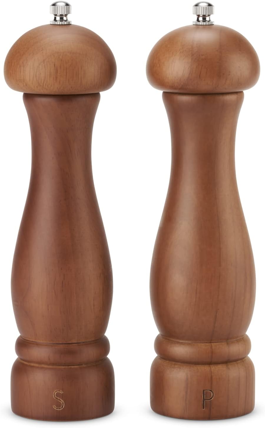 Wooden Salt and Pepper Grinder Set – Sleek, Refillable, 8 In deal at Amazon