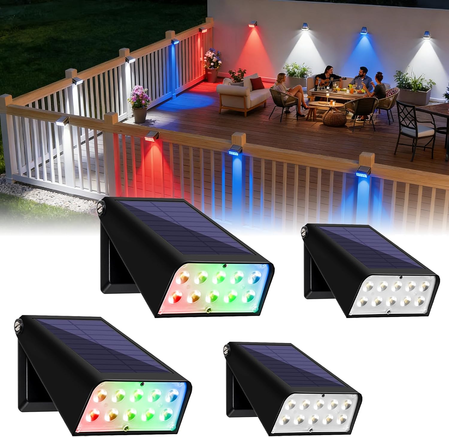 Solar Fence Lights RGB Outdoor Decor Gift for Father's Day 4 deal at Amazon