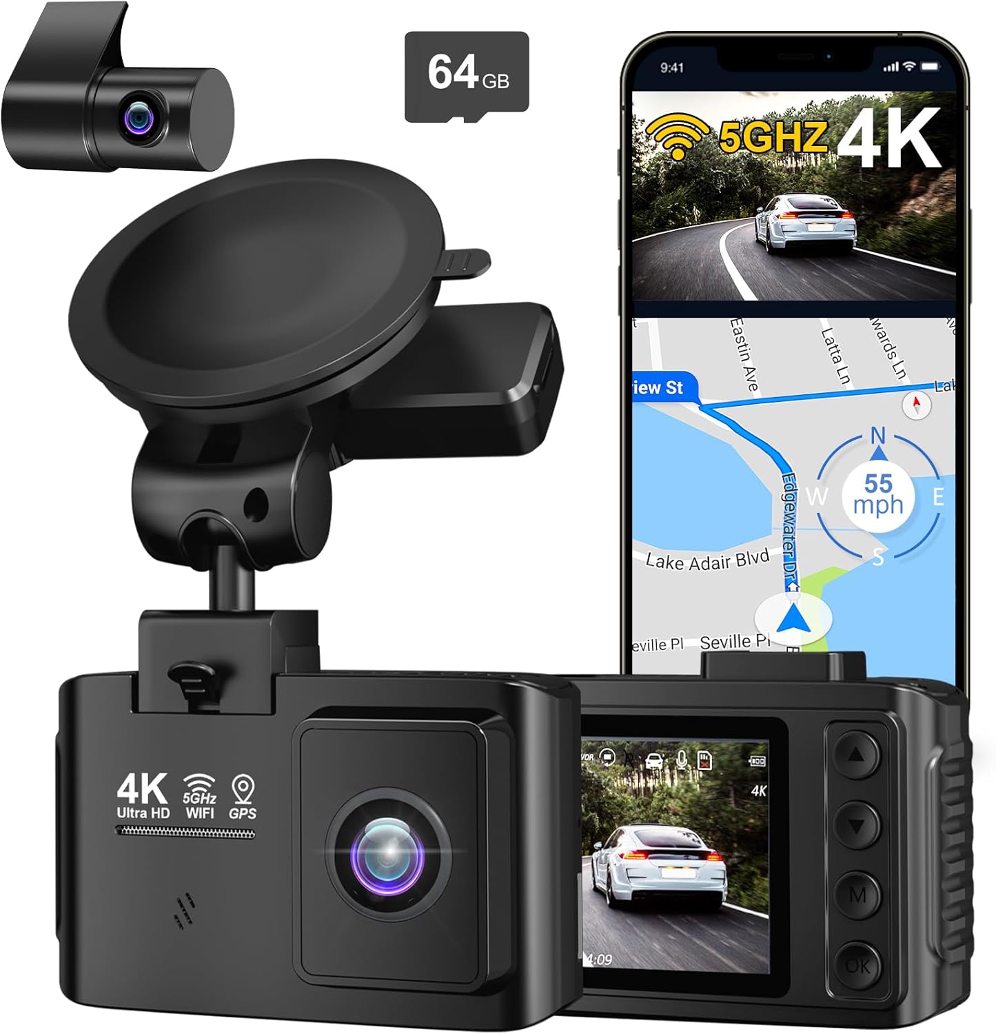 Dash Cam Front and Rear: 4K+2.5K Only $34.99 (Reg. $69.99) at Amazon
