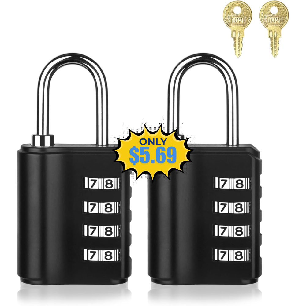 4 Digit Combination Lock 2 Pack Deal: Save 5% at Amazon