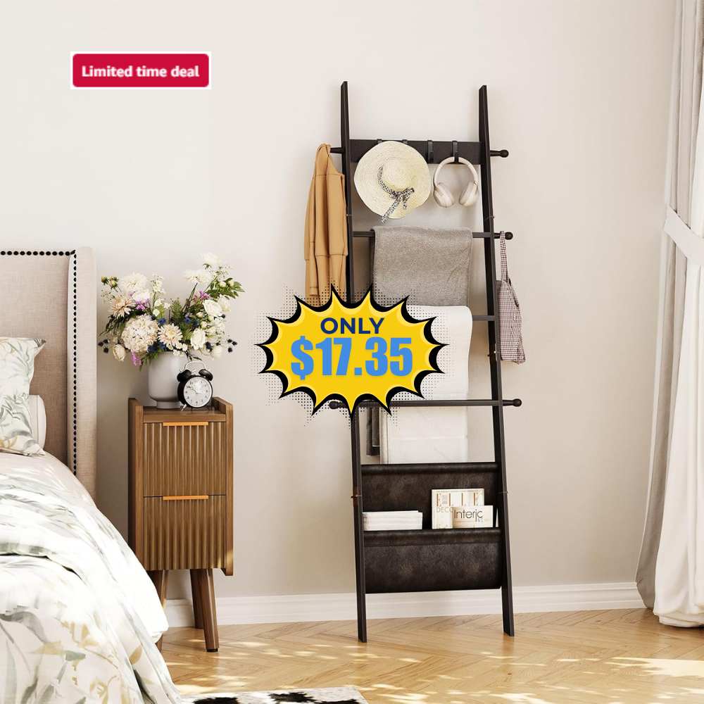 ELYKEN Blanket Ladder 5-Tier Sale: Save 50% at Amazon