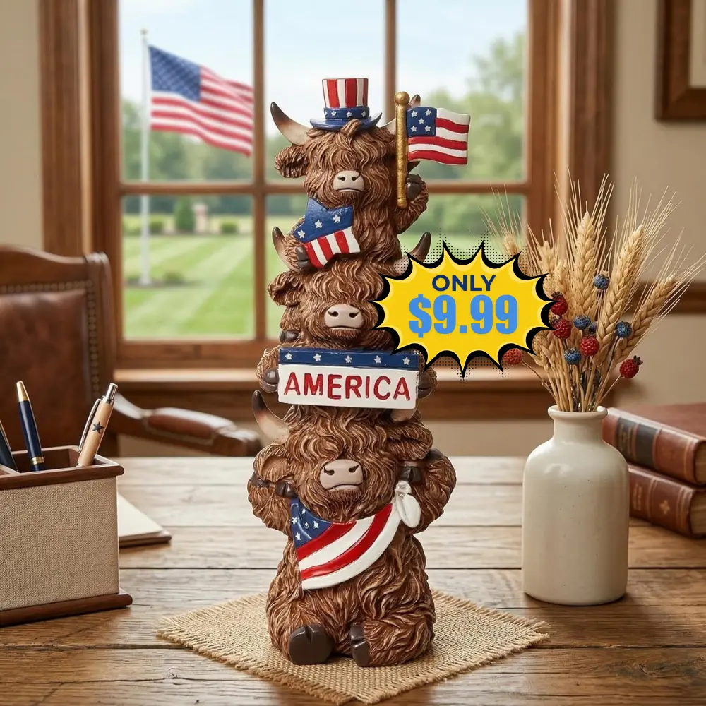 7.09inch Highland Cow 4th of July Decor: Save 50% at Amazon