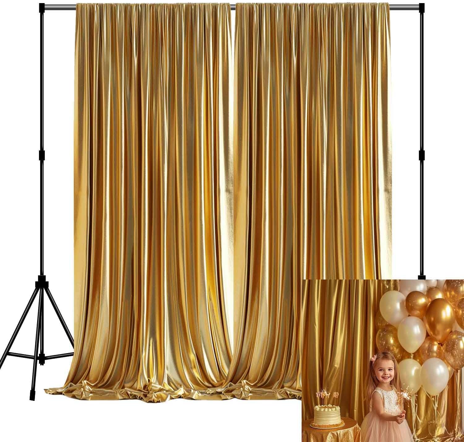 KUKUSOUL Gold Backdrop Curtains for Parties Drapes for Weddi deal at Amazon