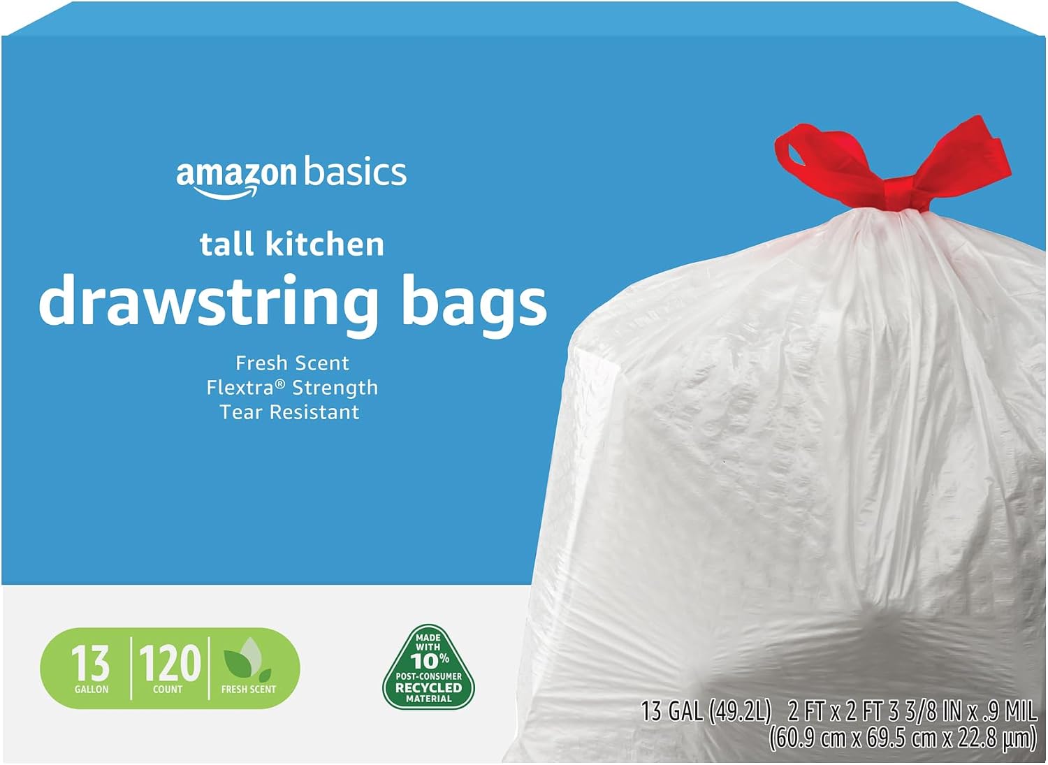Amazon Basics 13 Gallon Tall Kitchen Drawstring Trash Bags, deal at Amazon