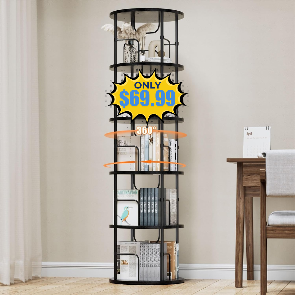 5 Tier Rotating Bookshelf Deal at Amazon: Save with Promo Code