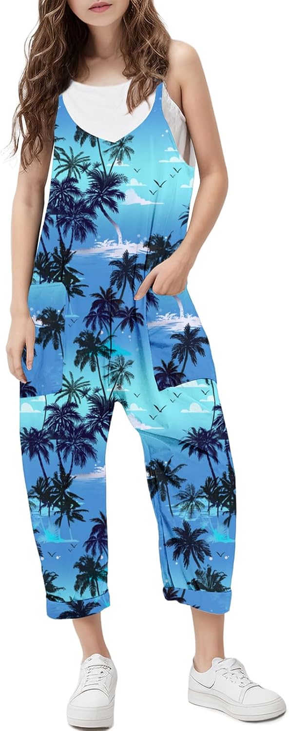 RAISEVERN Hawaiian Jumpsuit For Girls Overalls Jumper Kids C deal at Amazon