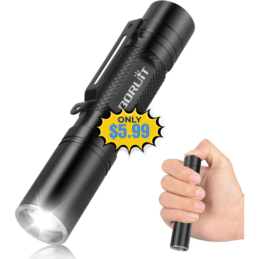 BORUIT RJ13 Rechargeable Tactical Flashlight Deal at Amazon: Save with Promo Co…