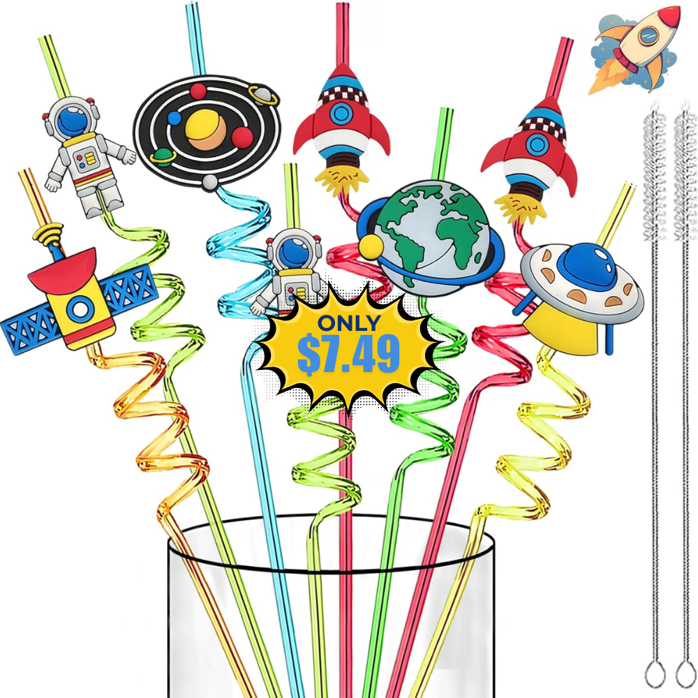 Reusable Solar System Plastic Drink Straw Deal: Save 6% at Amazon