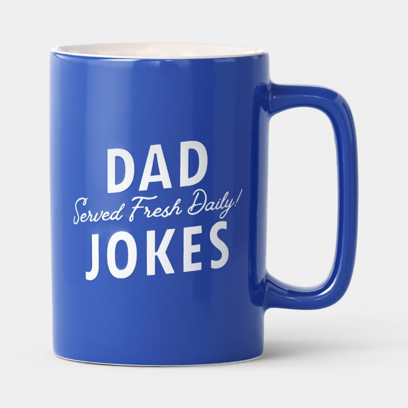Room Essentials 14oz Dad Jokes Tall Can Mug Blue Deal at Target: Only $5.00