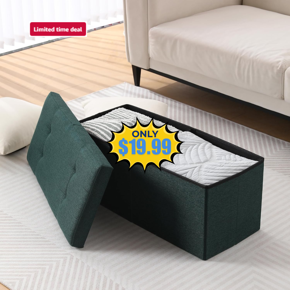 Storage Ottoman Bench Foldable Seat Deal: Save 50% at Amazon