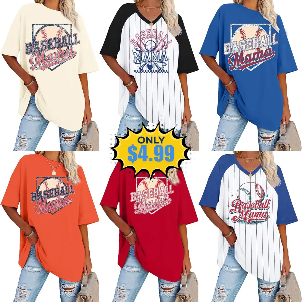 Retro Baseball Mama Shirt Women Deal: Save 50% at Amazon