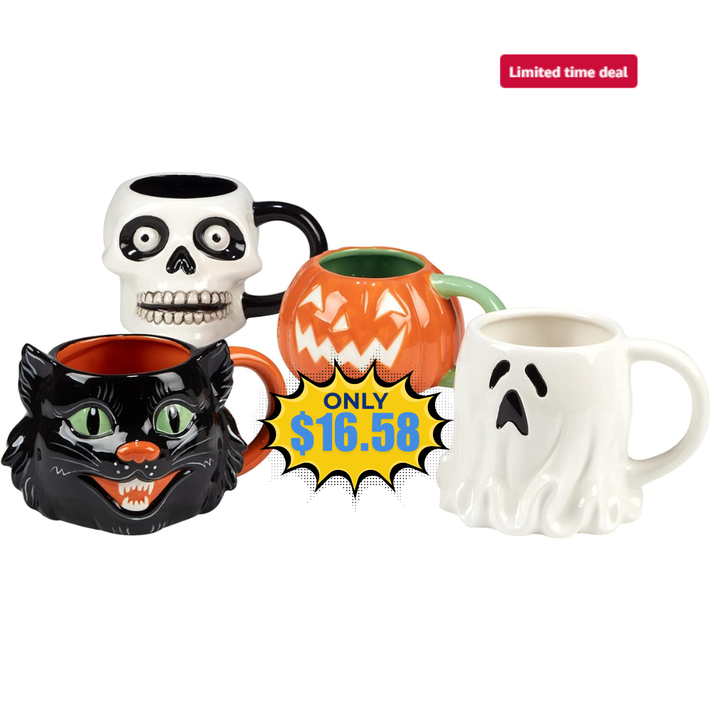 Scaredy Cat 3-D Ceramic Halloween Mugs Deal: Save 54% at Amazon