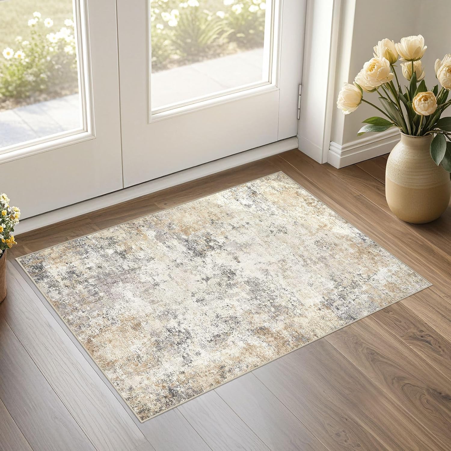 UERMEI 2x3 Entryway Area Rug: Washable Neutral Modern Abstra deal at Amazon