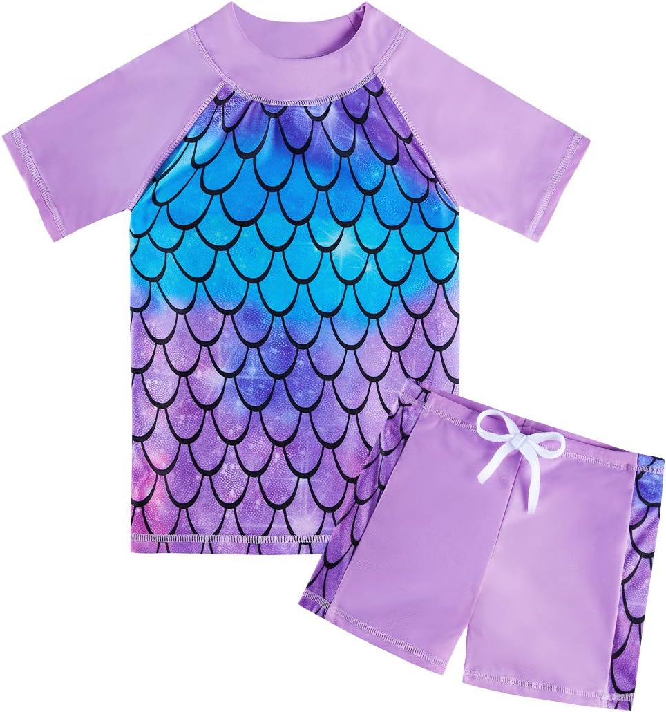 AIDEAONE Girls Rash Guard Set Mermaid Scale Only $23.99 at Amazon
