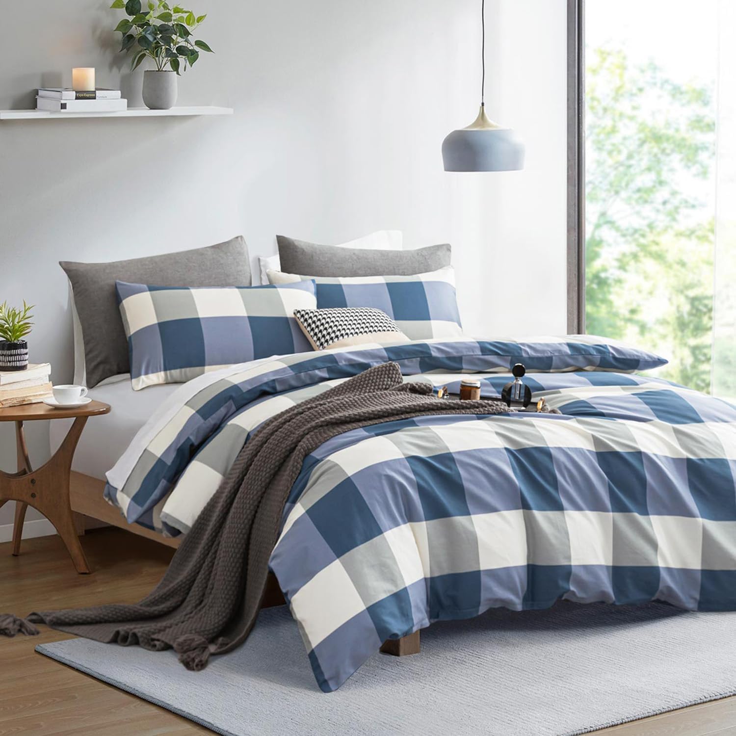 LEMIROE Classic Check 100% Cotton Duvet Cover Only $59.99 at Amazon