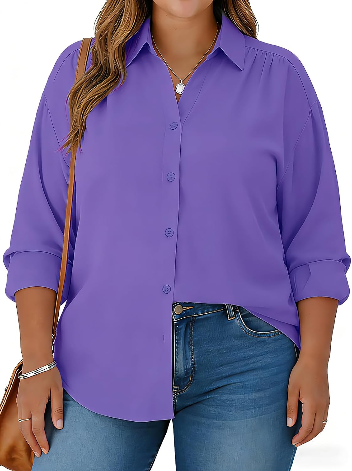 Charming Ashley Plus Size Womens Solid Color V Only $21.99 at Amazon