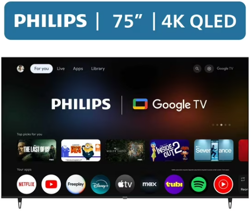 Walmart Electronics Pick: Philips 75" QLED 4K UHD Google Sma deal at Walmart