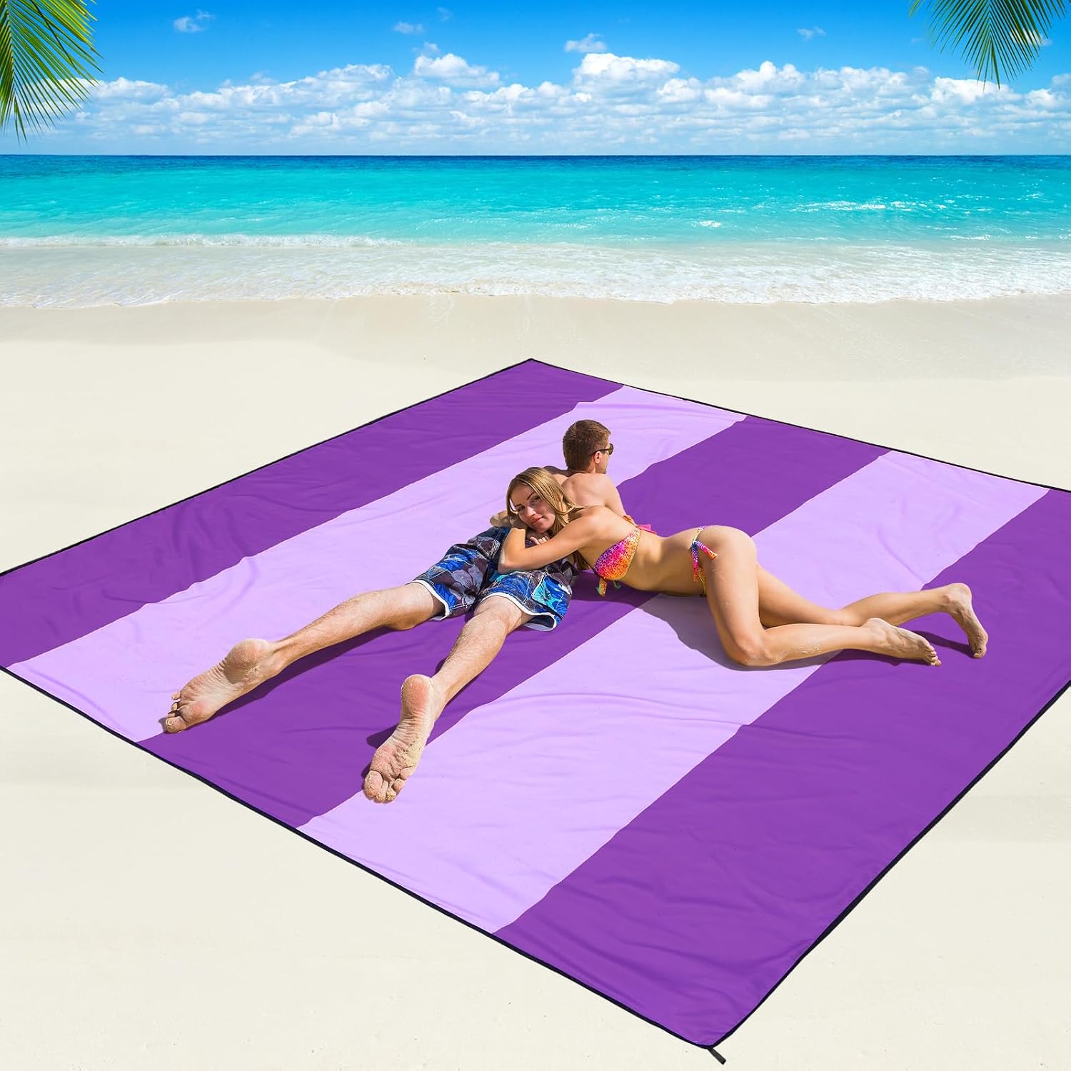 WIWIGO Beach Blanket Waterproof Sandproof Beach Mat 79" X 83 deal at Amazon